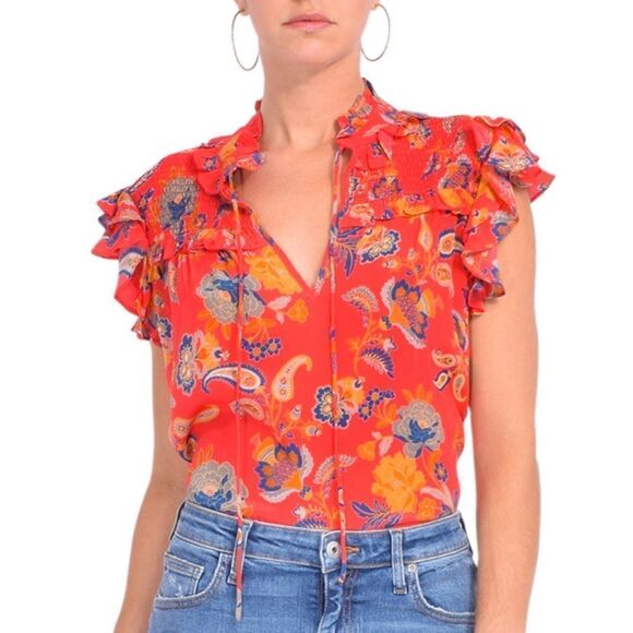 New GILNER FARRAR Sienna Blouse in Paradise Red Small - Picture 1 of 14